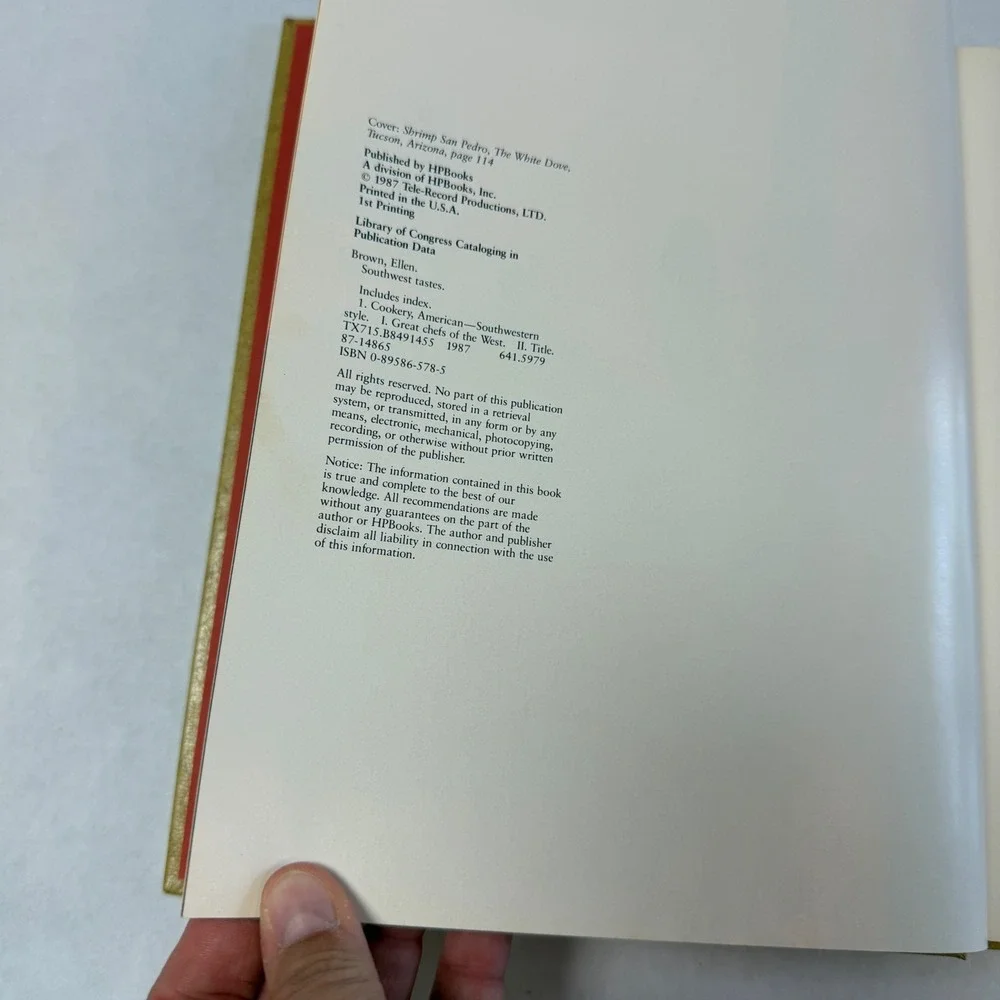 Southwest Tastes Ellen Brown 1987 First Printing Hardcover Cookbook HPBooks‎